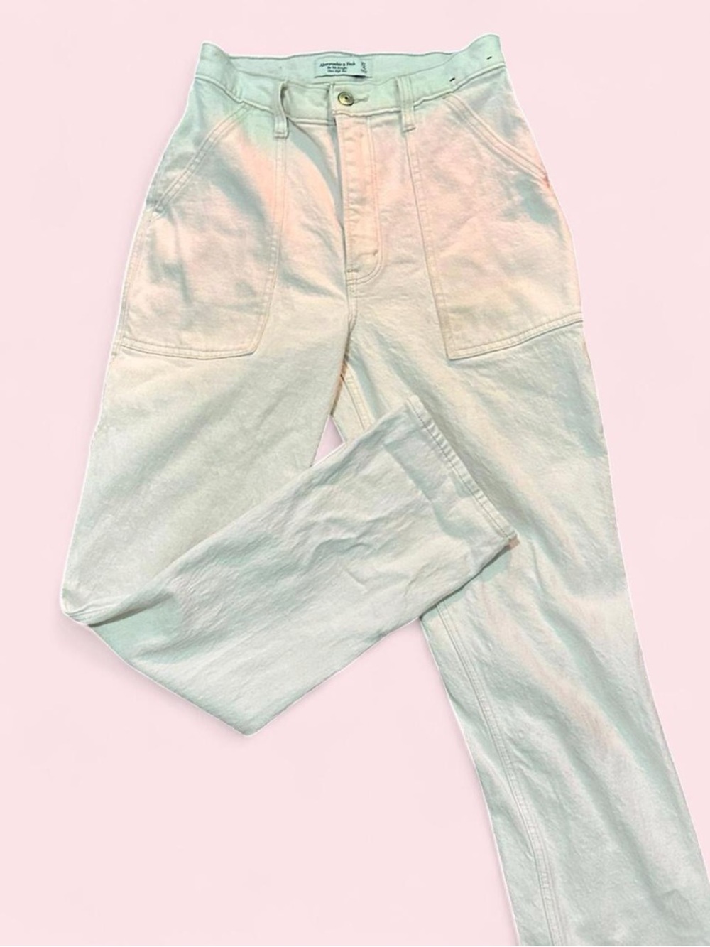 Abercrombie & Fitch Straight-Leg Jeans in Off-White